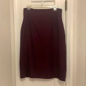Size 14 skirt Eva Mendes burgundy polyester/rayon w/liner washable